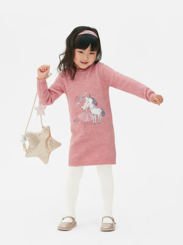 Primark Ballerina Sweater Dress And Tights Set Dark Pink Outlet