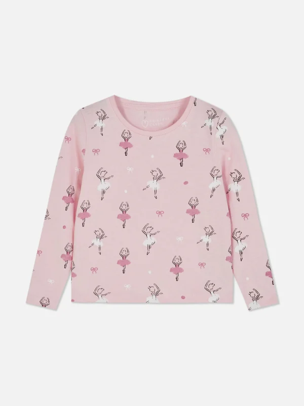 Primark Ballet Graphic Long Sleeve T-Shirt Pink Best Sale