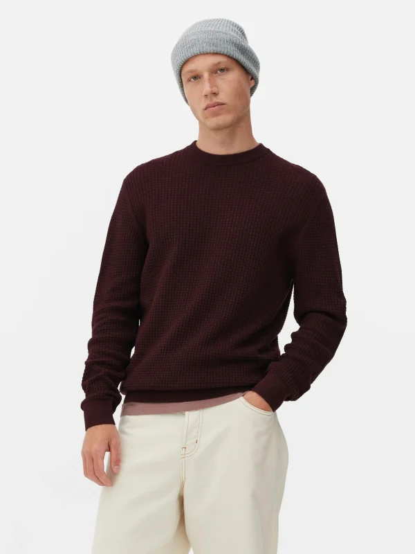 Primark Basket Weave Sweater Burgundy Store