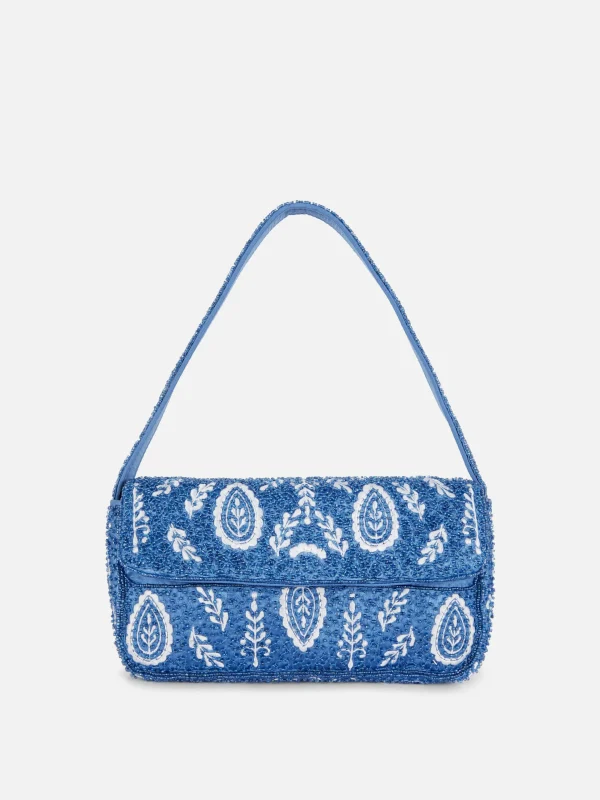 Primark Beaded Shoulder Bag Blue Online