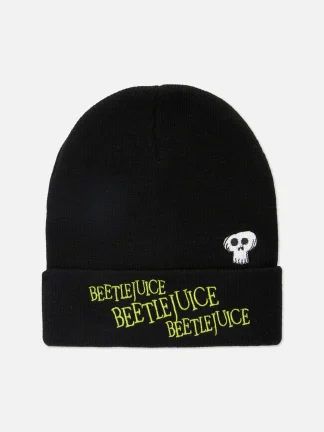 Primark Beetlejuice Knit Beanie Black Flash Sale
