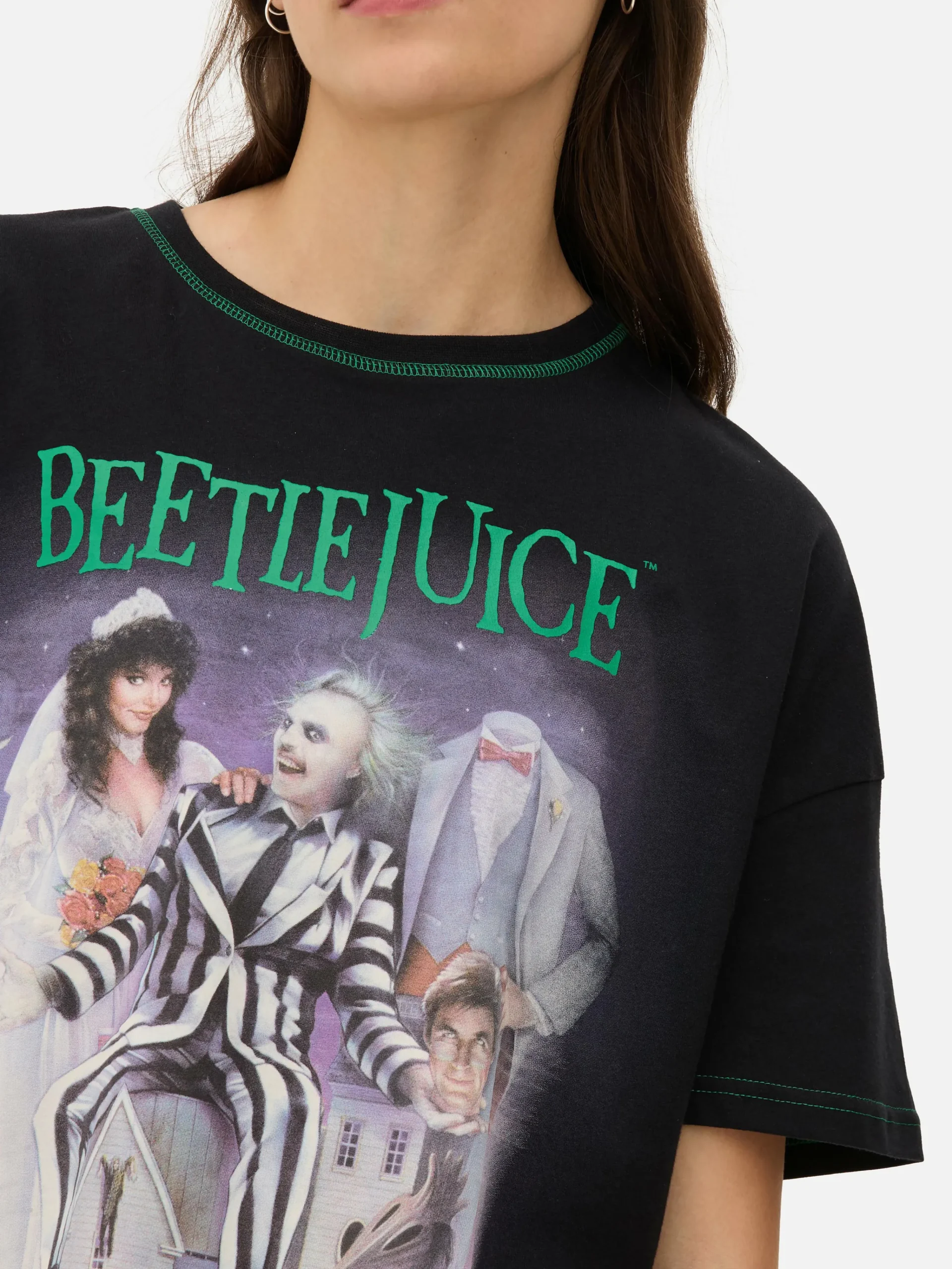 Primark Beetlejuice Logo Pajama Set Black Cheap