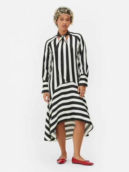 Primark Beetlejuice X Colleen Atwood Striped Midi Dress Black/White Cheap