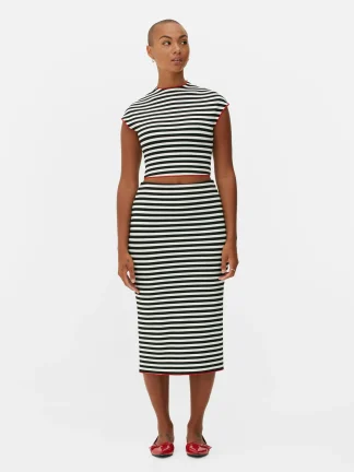 Primark Beetlejuice X Colleen Atwood Striped Top Black/White Flash Sale