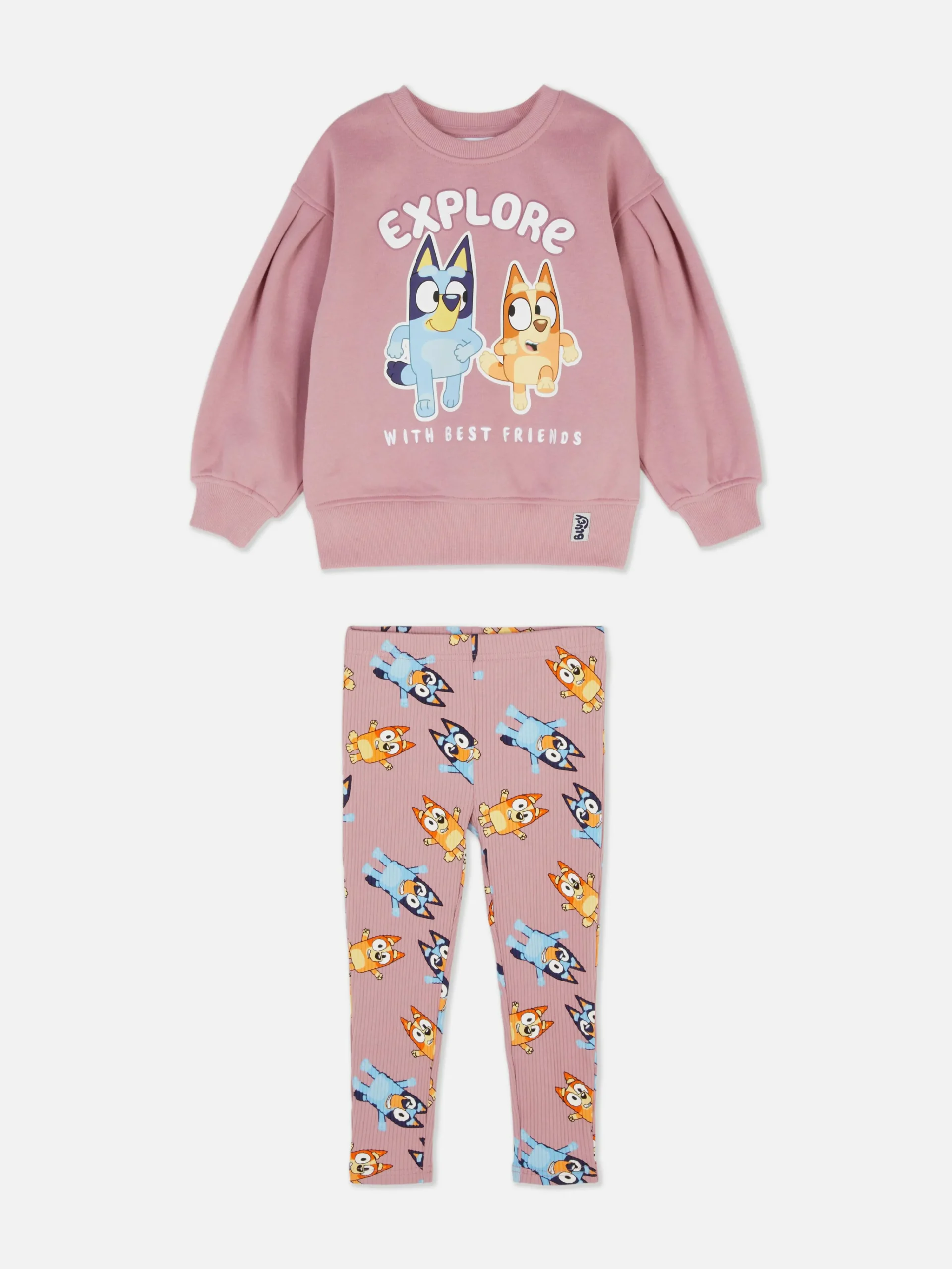 Primark Bluey Sweatshirt And Ribbed Leggings Set Pink Sale