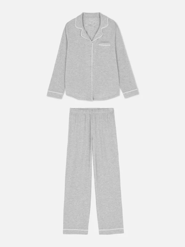 Primark Boyfriend Long Pajamas Gray Heather Cheap