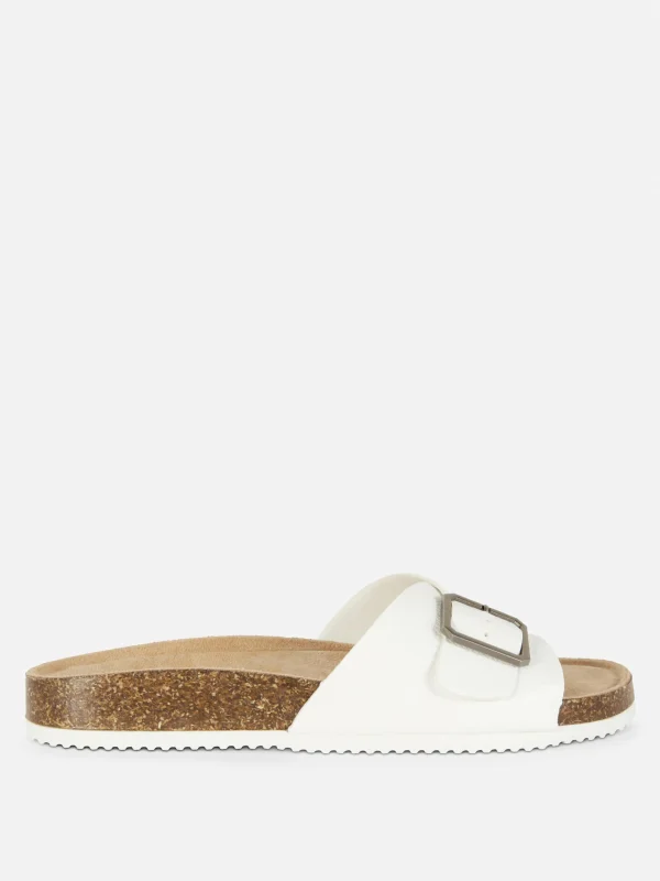 Primark Buckle Strap Footbed Sandals White Clearance