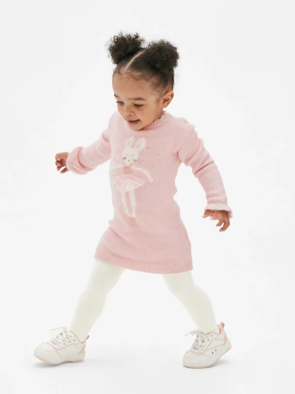 Primark Bunny Sweater Dress And Tights Set Pink Best Sale