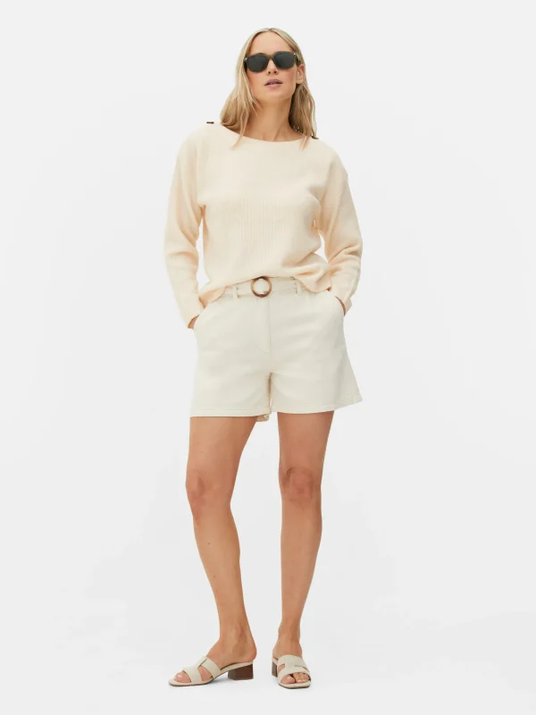 Primark Button Shoulder Boatneck Sweater Ivory Best