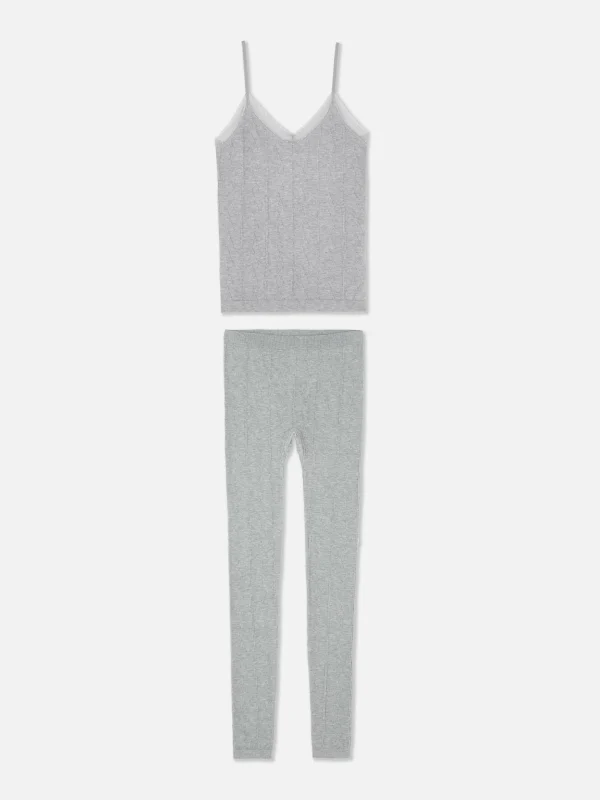 Primark Cable Knit Cami Pajamas Light Gray Outlet