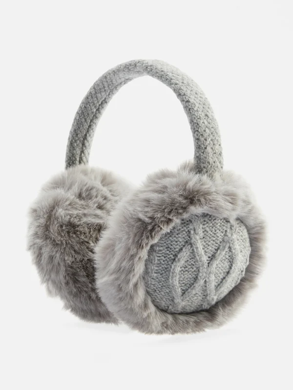 Primark Cable Knit Earmuffs Gray Flash Sale