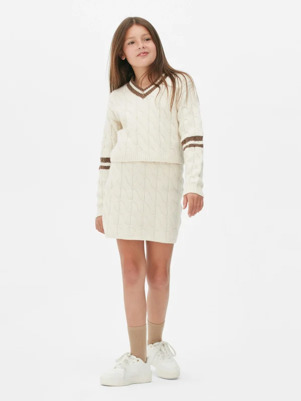 Primark Cable Knit Sweater And Skirt Set Ivory Best