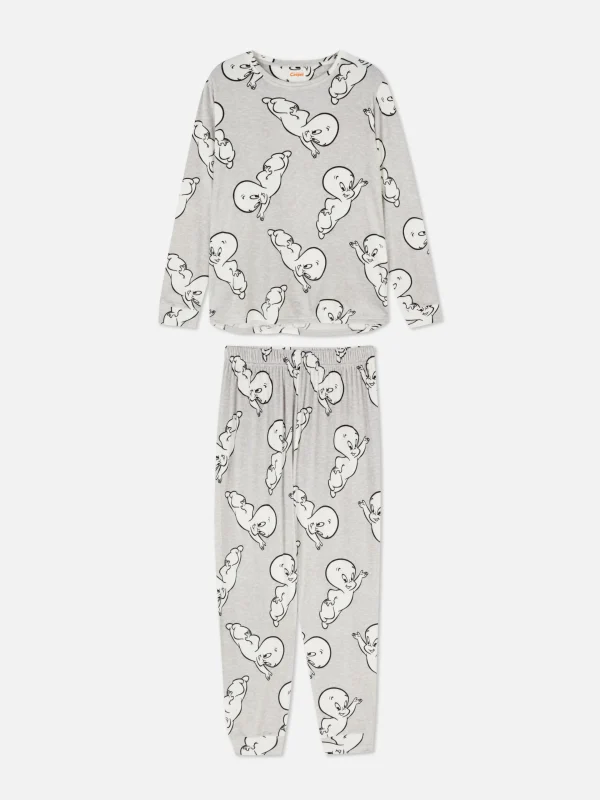 Primark Casper Velour Long Pajamas Gray Heather Sale