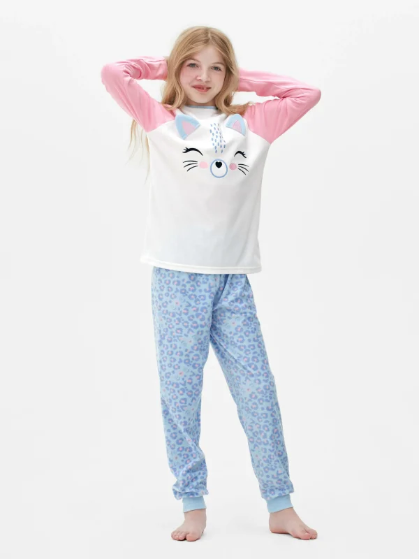 Primark Cat Fleece Pyjamas White Cheap