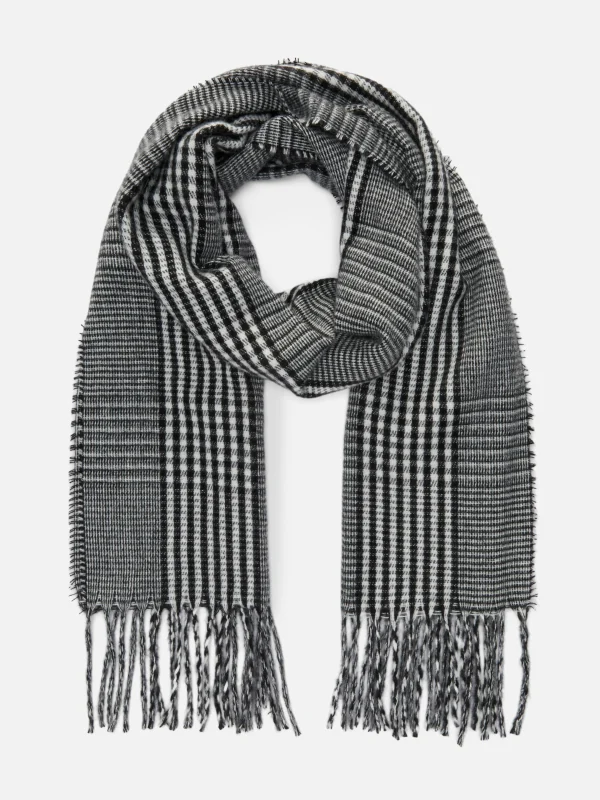 Primark Check Fringe Trim Scarf Gray Hot