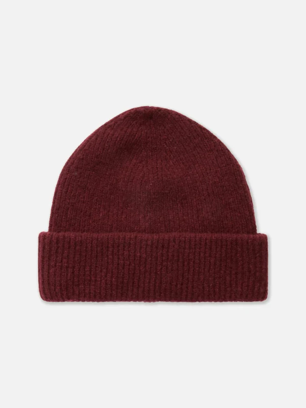 Primark Chunky Knit Cuffed Beanie Burgundy Store