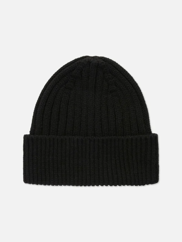 Primark Chunky Ribbed Beanie Hat Black Cheap