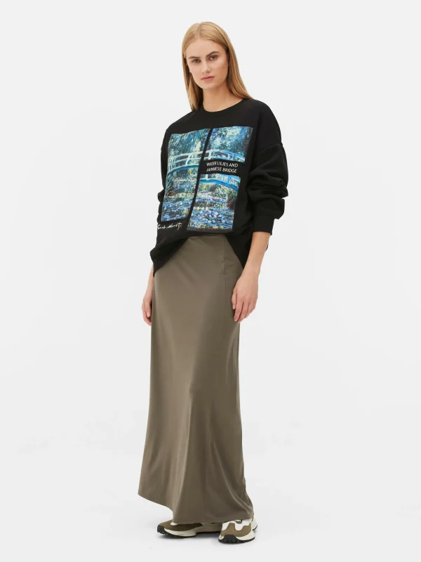 Primark Claude Monet Water Lillies Sweatshirt Black Flash Sale