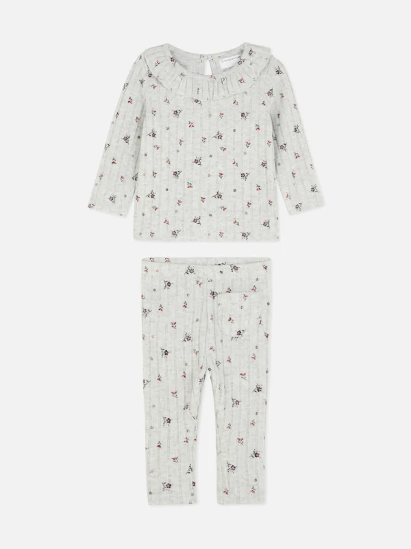 Primark Collared Top And Leggings Set Gray Heather Clearance