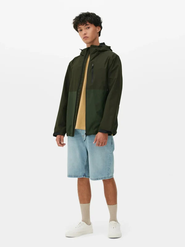 Primark Color Block Multi Pocket Raincoat Green Best