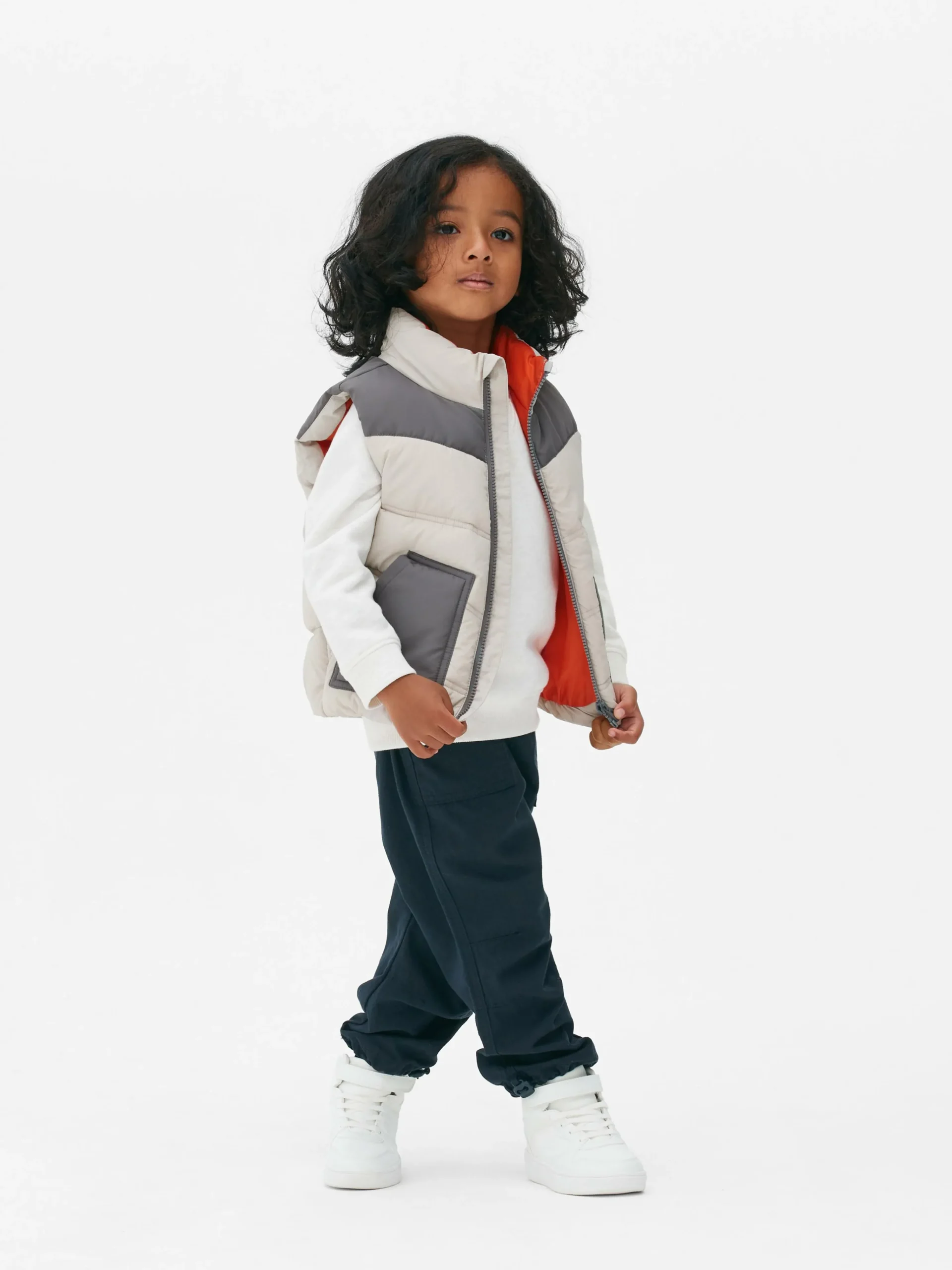 Primark Color Block Padded Vest Gray Cheap