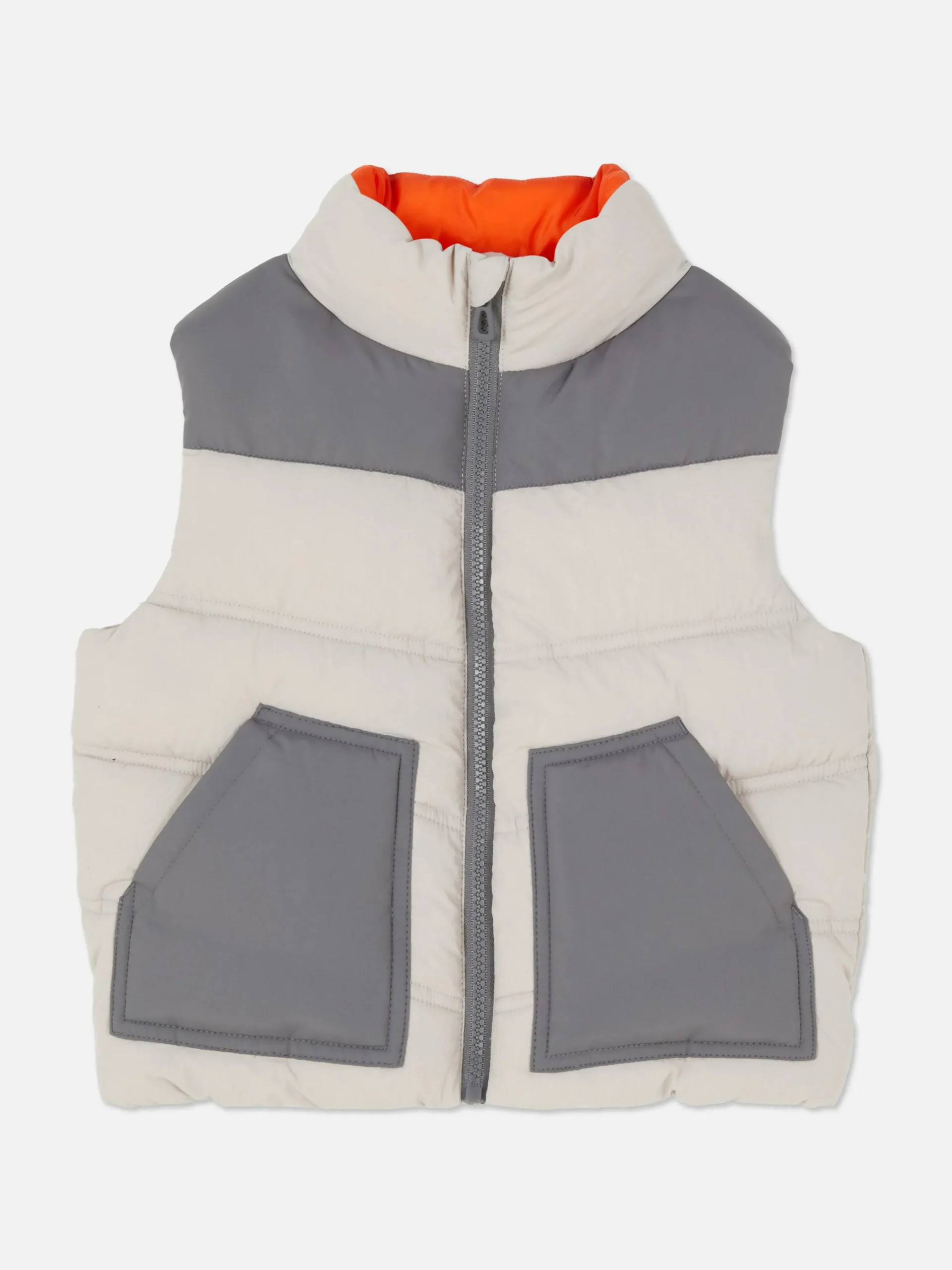 Primark Color Block Padded Vest Gray Cheap