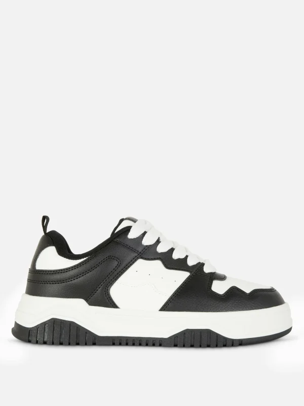 Primark Contrast Panel Lace-Up Sneakers Black/White Best