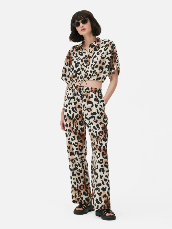 Primark Co-Ord Patterned Tie-Front Crop Shirt Multi Online
