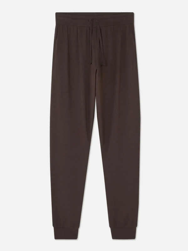 Primark Cozy Drawstring Pajama Bottoms Dark Brown Fashion