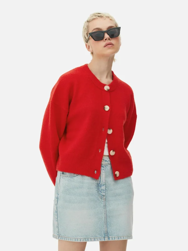Primark Crew Neck Cardigan Red Cheap