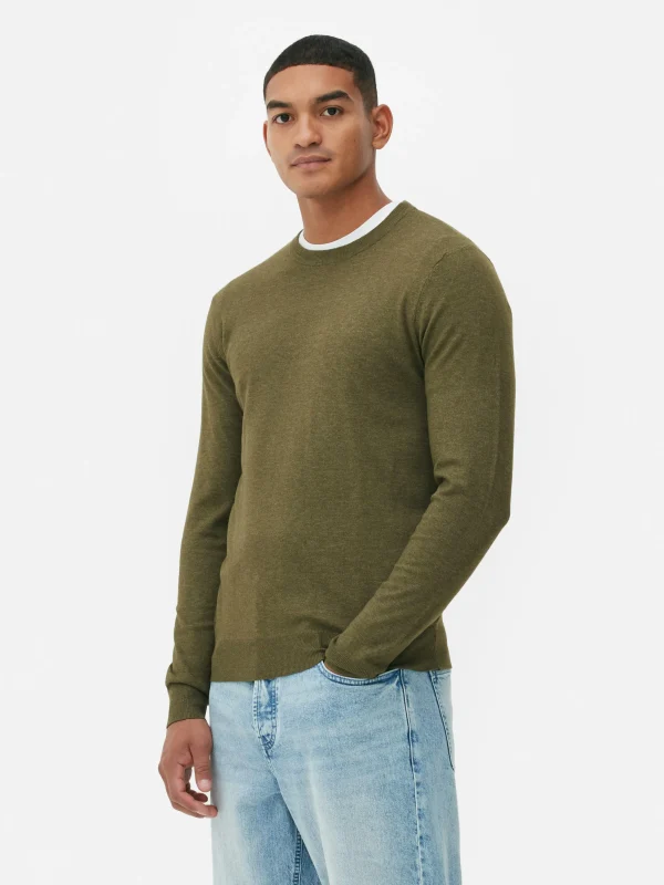 Primark Crew Neck Fine Knit Sweater Green Flash Sale