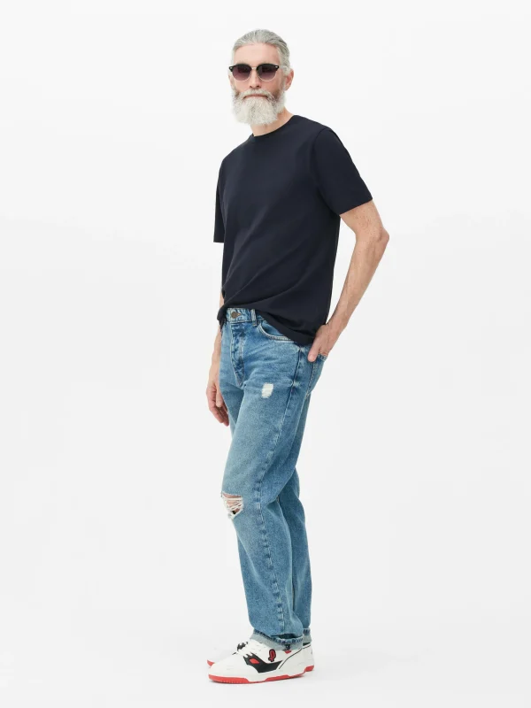 Primark Crew Neck Regular Fit T-Shirt Navy Outlet