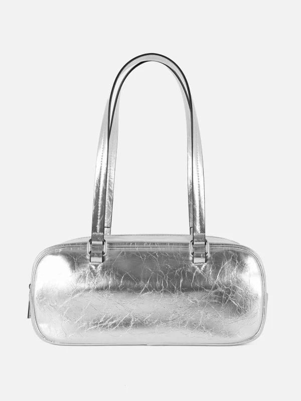 Primark Crinkle Texture Shoulder Bag Silver Discount