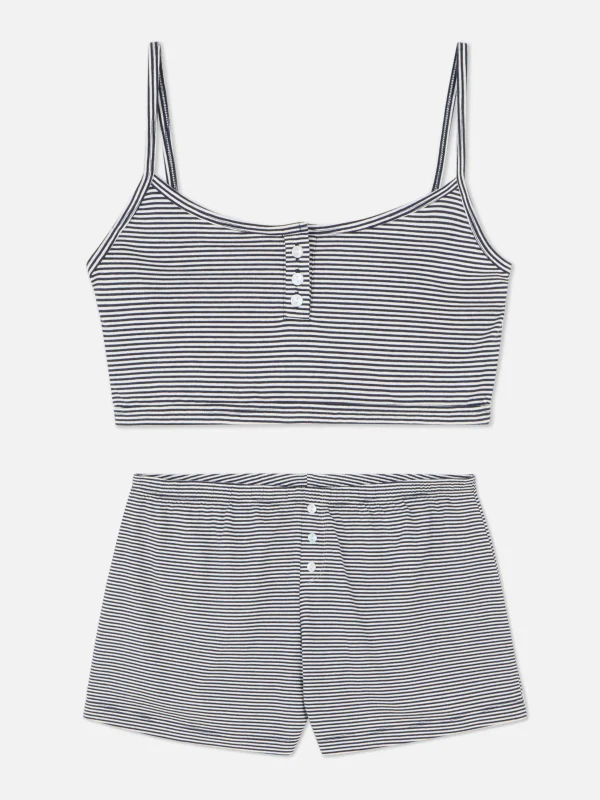 Primark Cropped Cami And Shorts Pajama Set Navy Cheap
