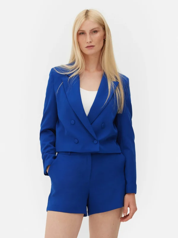 Primark Cropped Double-Breasted Blazer Cobalt Store