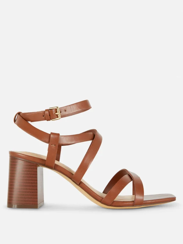 Primark Cross Strap Block Heel Sandals Tan Sale