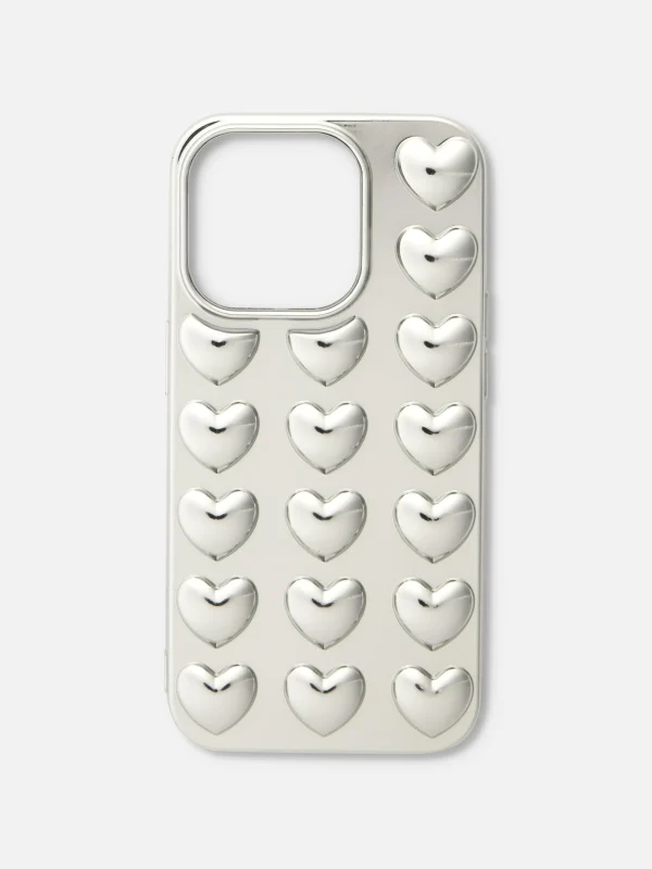 Primark 3D Heart Phone Case Silver Cheap