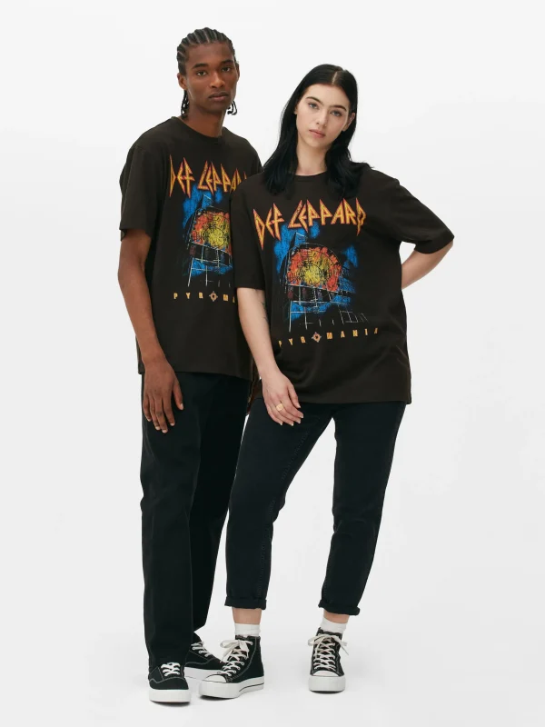 Primark Def Leppard Pyromania Graphic T-Shirt Black Sale