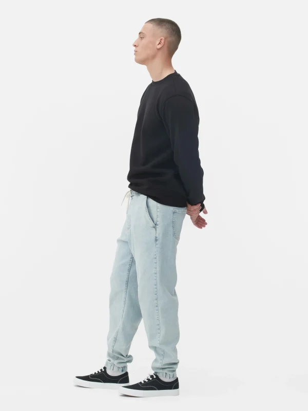 Primark Denim Cuffed Joggers Light Blue Outlet
