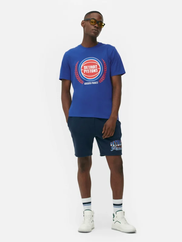 Primark Detroit Pistons Graphic T-Shirt Blue New
