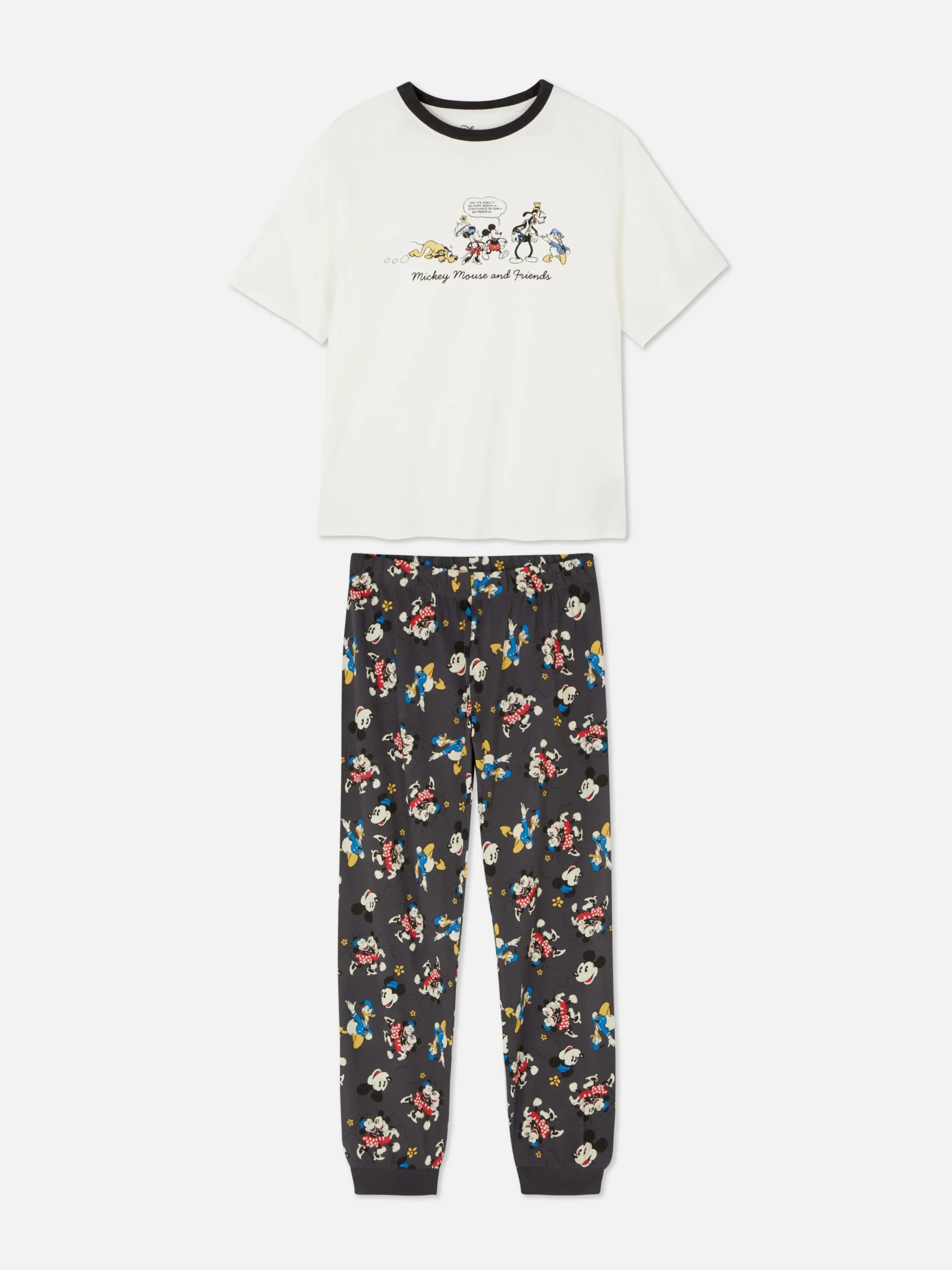 Primark Disney Character Print Jersey Pajamas Ivory Discount