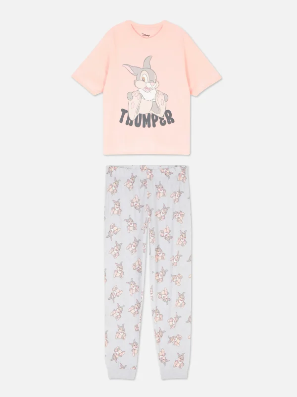 Primark Disney Character Print Jersey Pajamas Peach Outlet