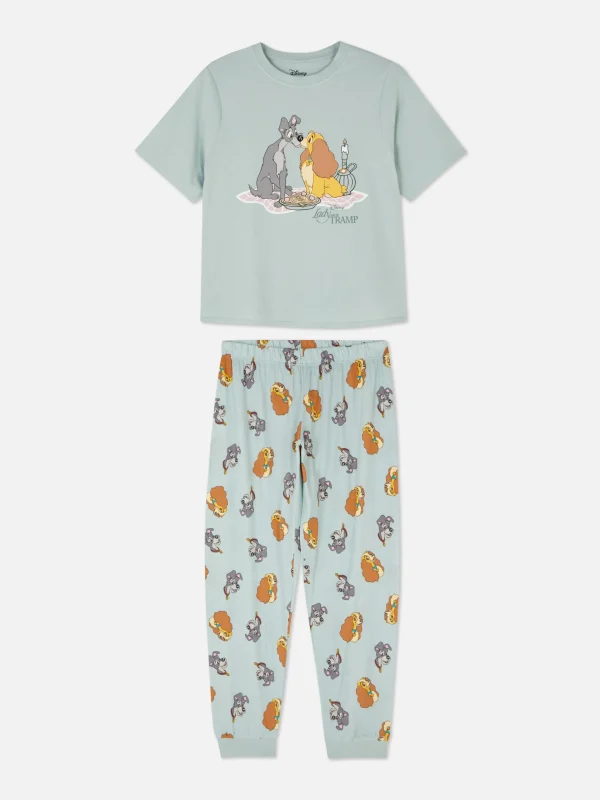 Primark Disney Character Print Jersey Pajamas Olive Hot