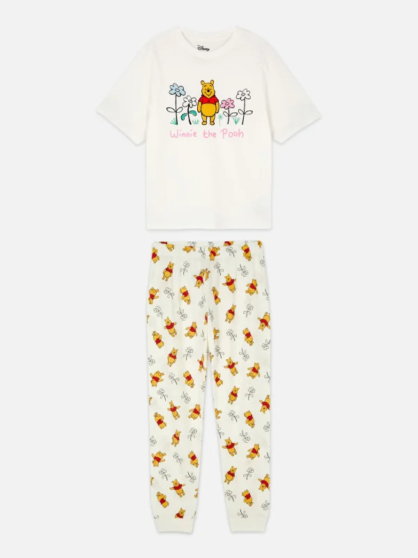 Primark Disney Character Print Jersey Pajamas Cream Hot