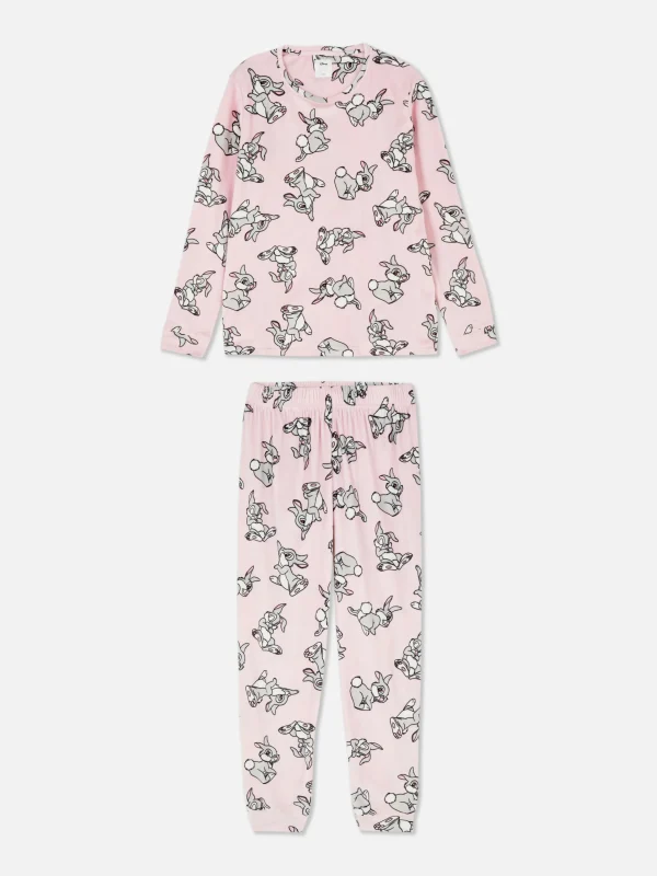 Primark Disney Characters Long Sleeve Fleece Pajamas Pink Outlet