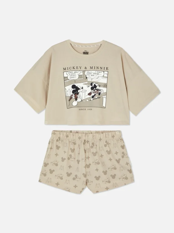 Primark Disney’s Mickey Mouse Comic Shorts Pajamas Taupe Sale