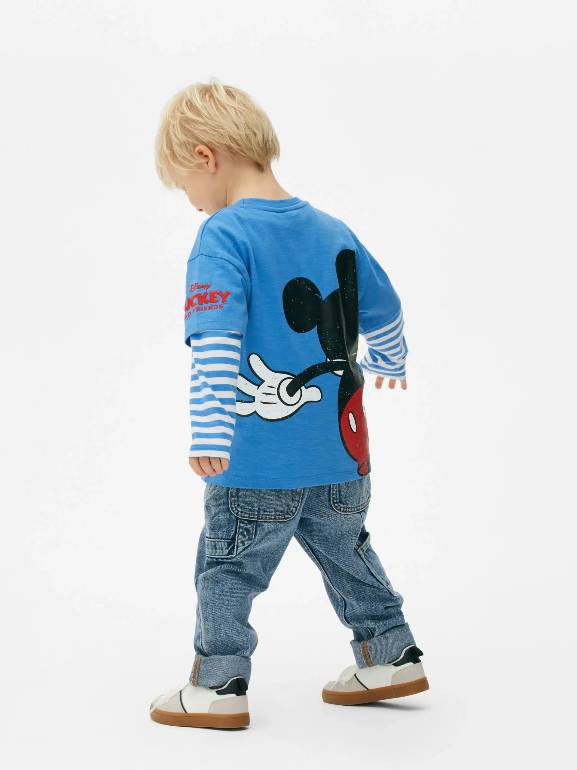 Primark Disney’s Mickey Mouse Printed Slubbed T-Shirt Blue Best