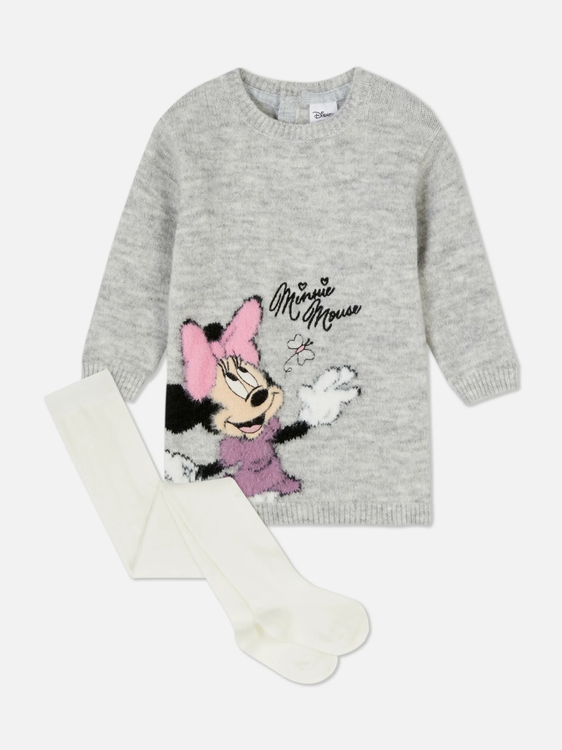 Primark Disney’s Minnie Mouse Knit Dress And Tights Set Gray Best Sale