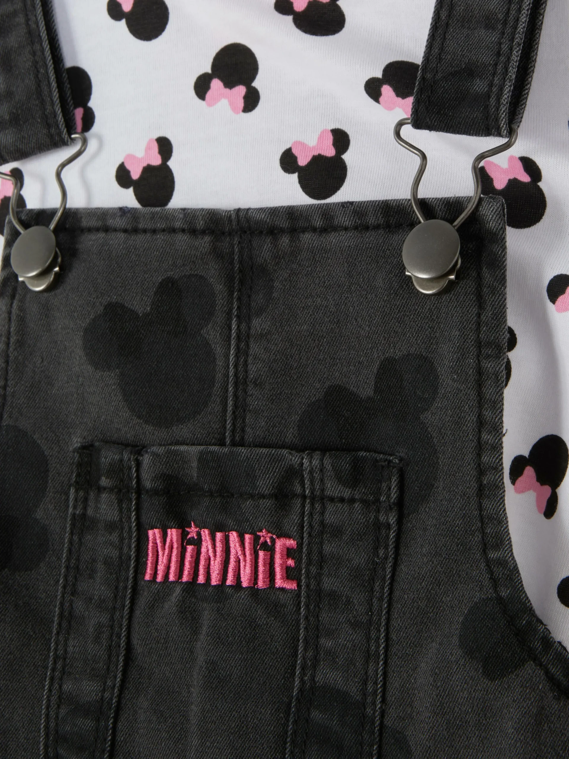 Primark Disney’s Minnie Mouse Overall Dress Set Charcoal Hot