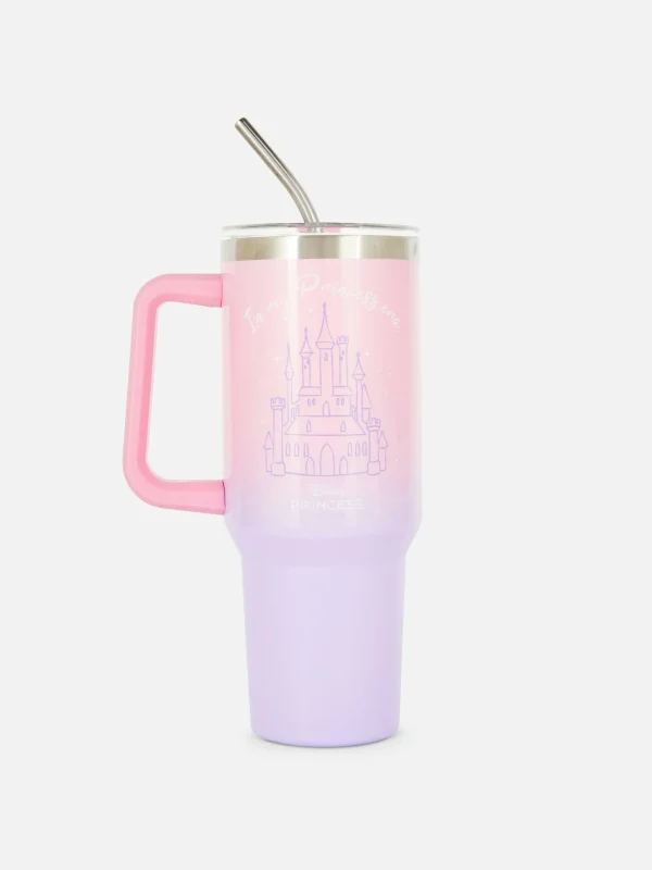 Primark Disney’s Princesses Stainless Steel Travel Mug Pink Shop